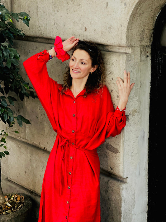 Vestido Sofía cereza