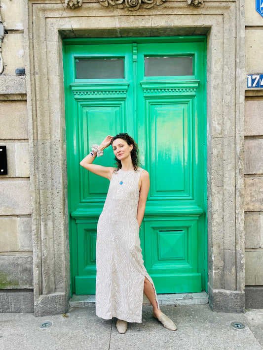 Vestido Muyil cebra beige