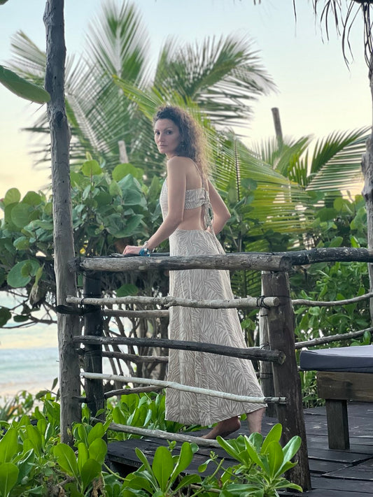 Vestido Alondra cebra beige