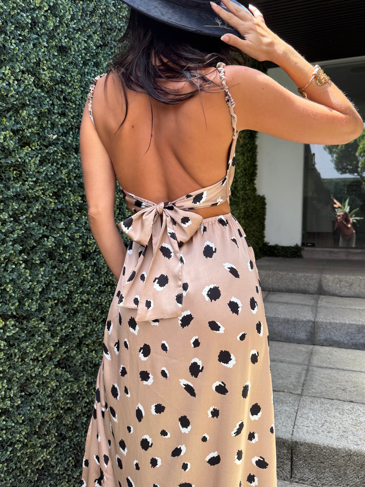 Vestido Cancún satén champagne