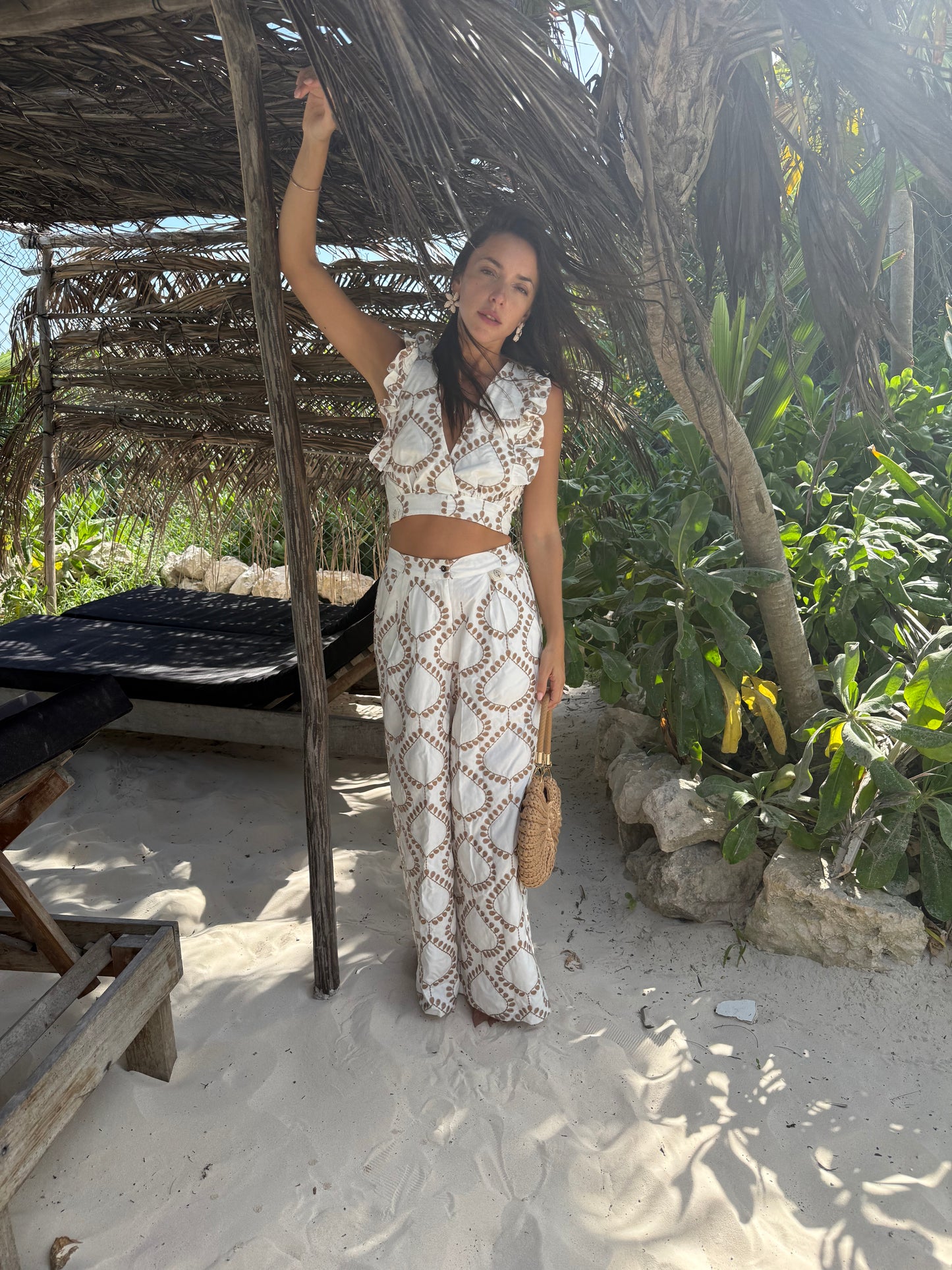 Top Mahahual blanco bordado