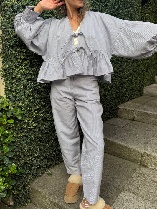 Saco Antonella denim rayas