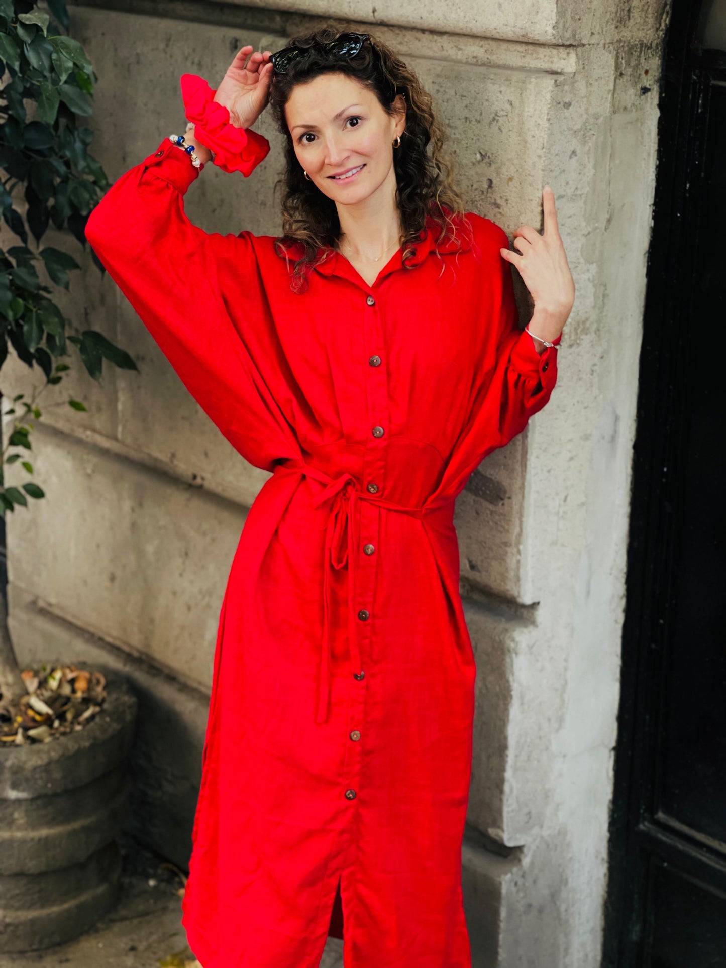 Vestido Sofía cereza