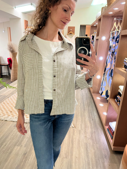 Camisa Filipa rayas beige