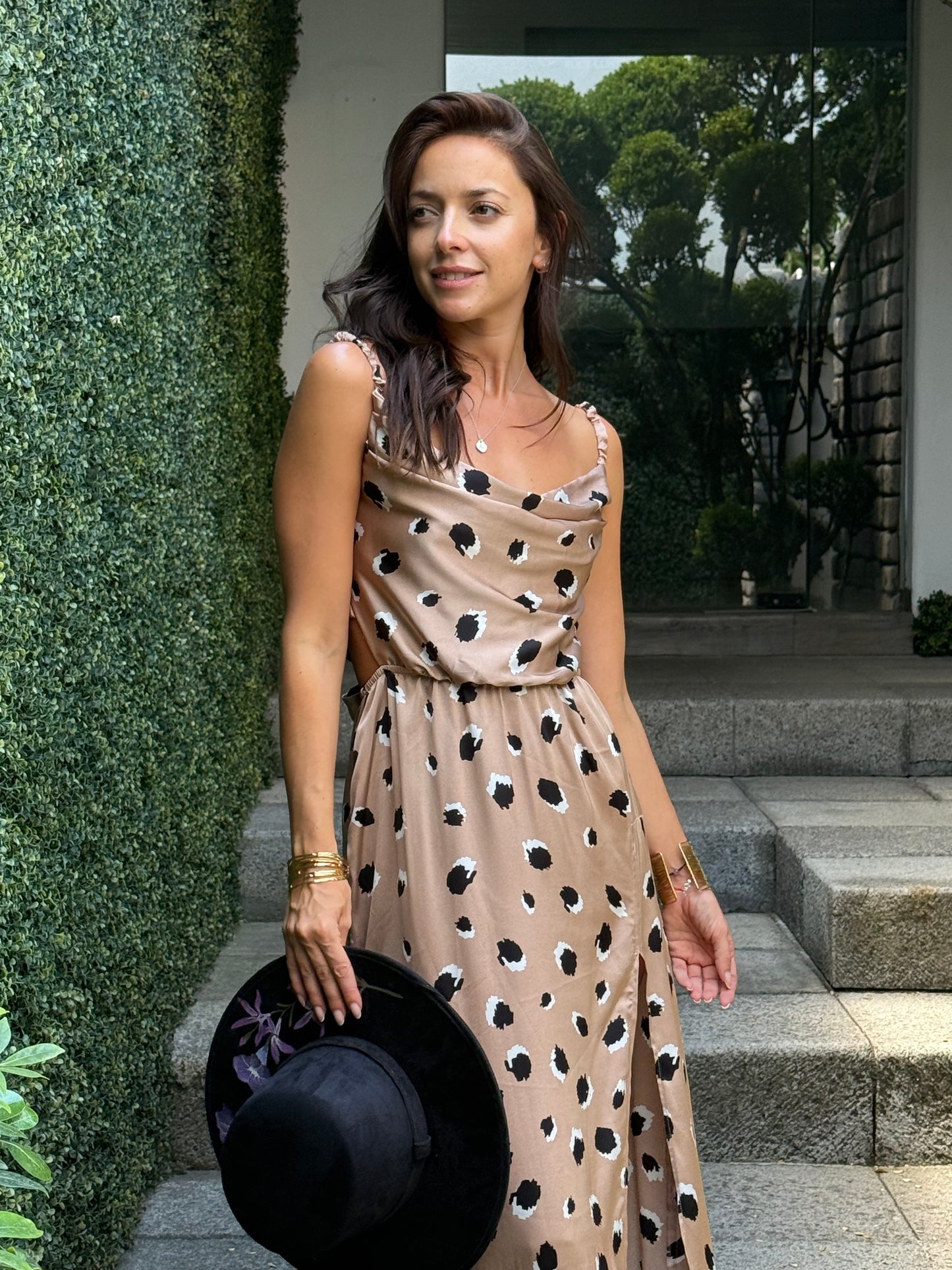 Vestido Cancún satén champagne