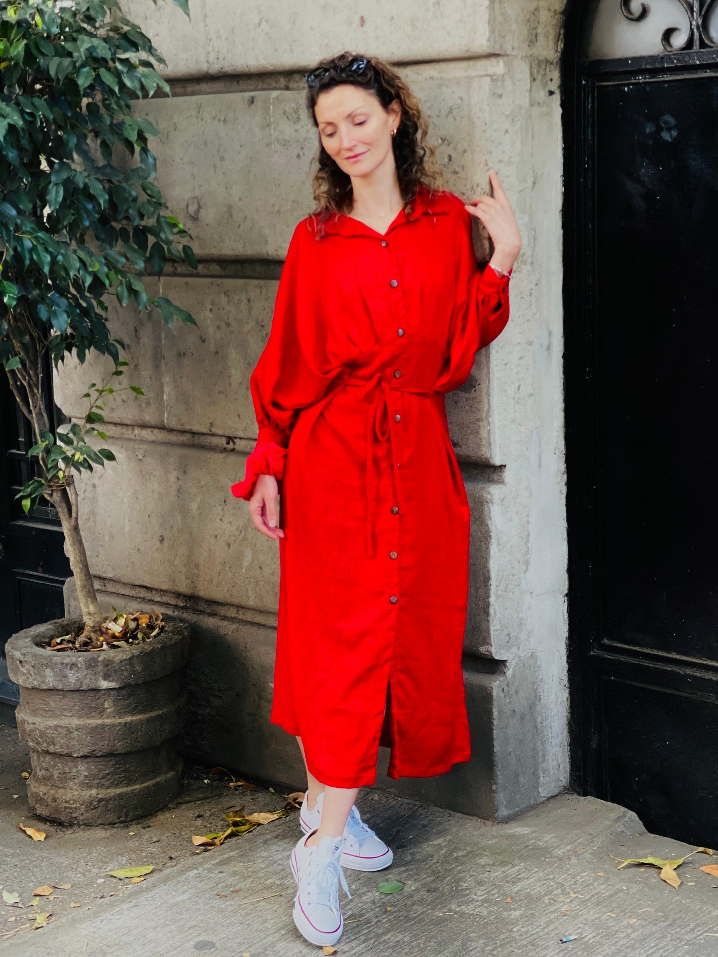 Vestido Sofía cereza