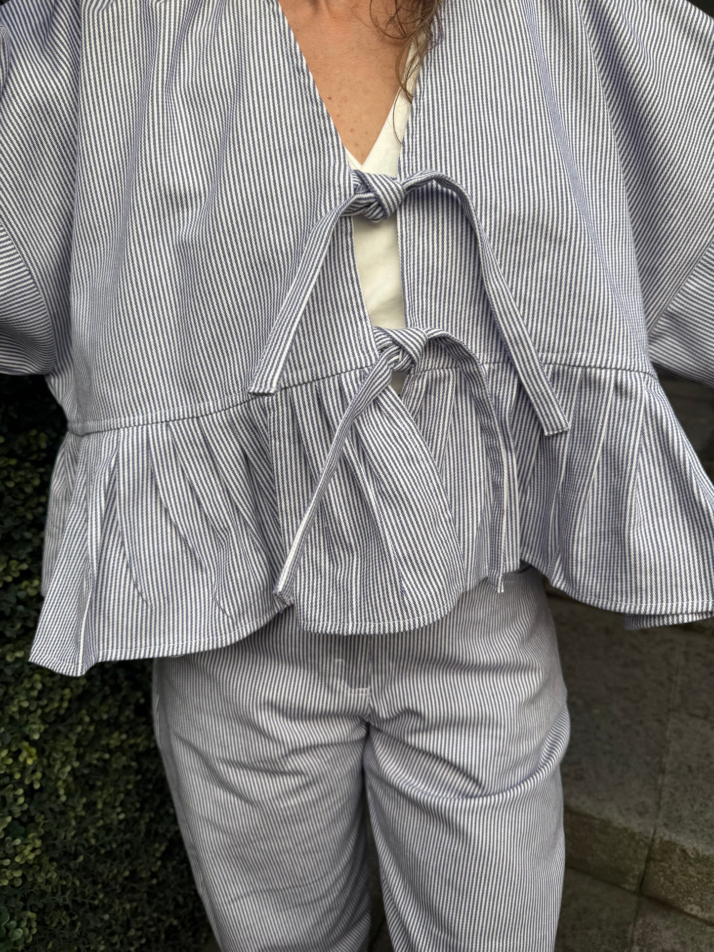 Saco Antonella denim rayas