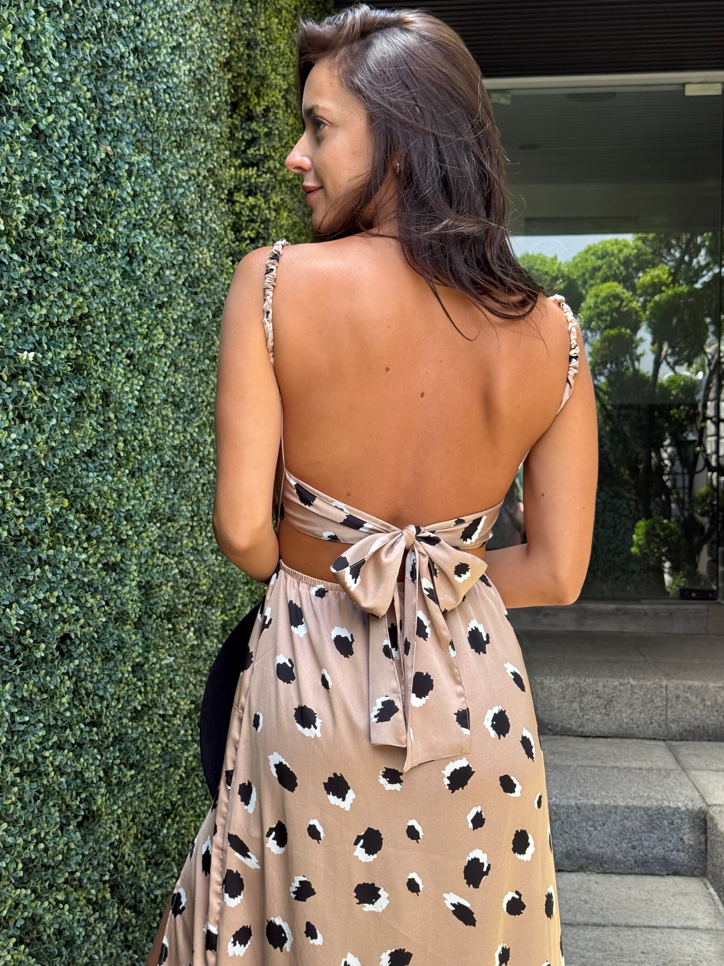 Vestido Cancún satén champagne